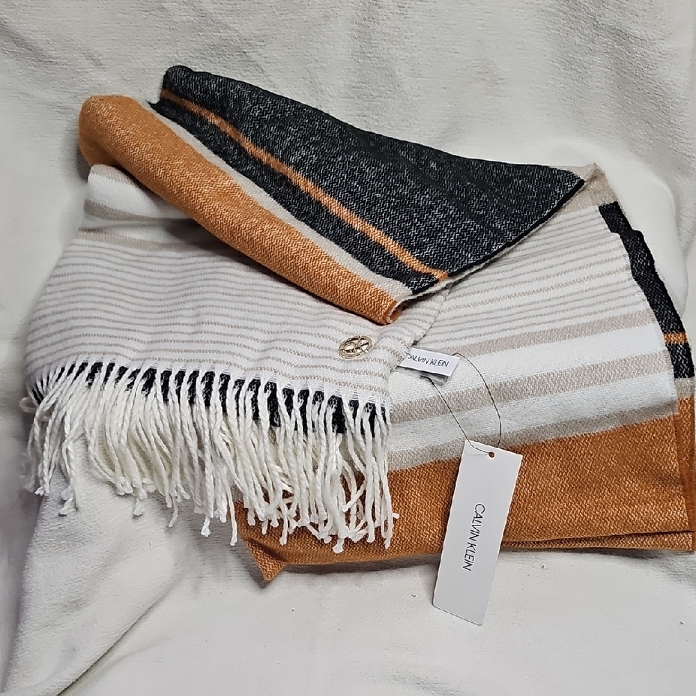 Calvin Klein Multicolor Fringe Scarf